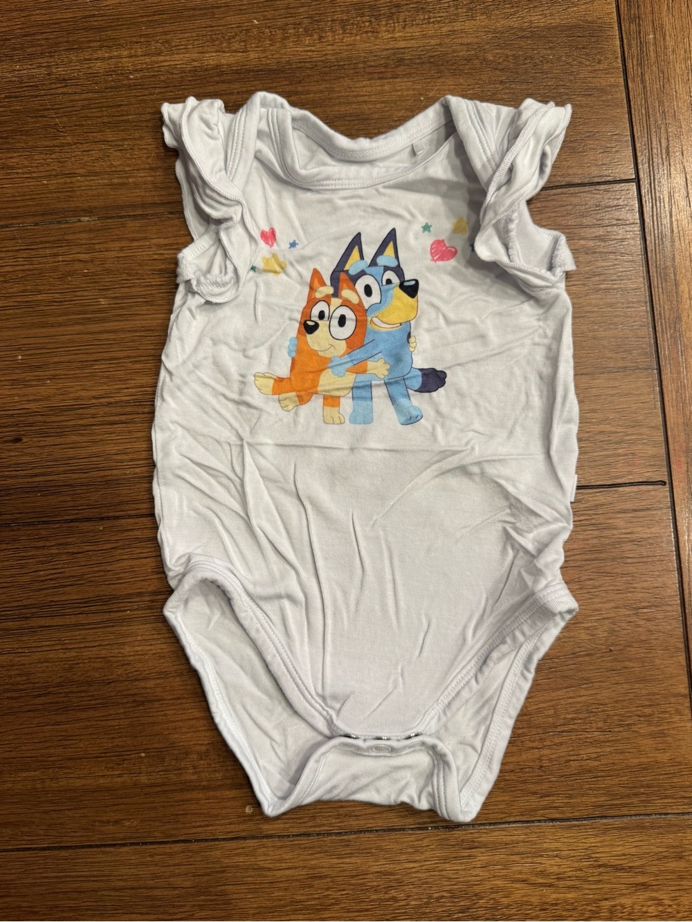 Little Sleepies White One-Piece Bodysuit with Orange & Blue Cartoon Dogs